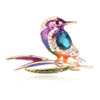 Zinc Alloy Brooches Bird gold color plated for woman & enamel & with rhinestone nickel lead & cadmium free 46*31mm Sold By PC