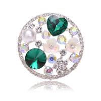 Zinc Alloy Brooches with Plastic Pearl platinum color plated for woman & with rhinestone nickel lead & cadmium free 43*43mm Sold By PC