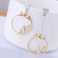 Zinc Alloy Asymmetric Earrings with enamel stainless steel post pin plated for woman nickel lead & cadmium free 58*25mm 35*25mm Sold By Pair