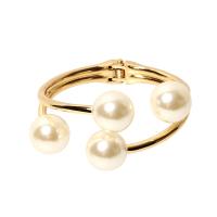 Zinc Alloy Bangle with Plastic Pearl fashion jewelry & for woman golden nickel lead & cadmium free Sold By Strand