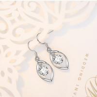 Brass Drop Earring platinum color plated for woman & with cubic zirconia nickel lead & cadmium free Approx 2mm Sold By Pair