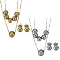 Fashion Stainless Steel Jewelry Sets, Stud Earring & necklace, with 2inch extender chain, oval chain & for woman, more colors for choice, 7.5x10mm,1.5mm,8mm, Length:Approx 16 Inch, Sold By Set
