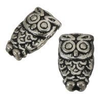 Tibetan Style Animal Beads, Owl, silver color, nickel, lead & cadmium free, 6x9.50x3mm, Hole:Approx 1mm, 100PCs/Lot, Sold By Lot