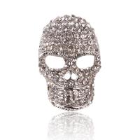 Zinc Alloy Brooches Skull platinum color plated for woman & with rhinestone nickel lead & cadmium free 25*40mm Sold By PC