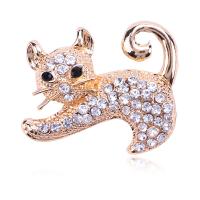 Zinc Alloy Brooches Cat plated for woman & with rhinestone nickel lead & cadmium free 30*22mm Sold By PC
