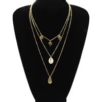 Zinc Alloy smykker halskæde, med Shell, forgyldt, tre lag & mode smykker & for kvinde, flere farver til valg, Solgt Per Ca. 14.1 inch Strand