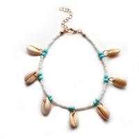 Seedbead bracelet de cheville, avec coquille & alliage de zinc, Placage, bijoux de mode & pour femme, Vendu par Environ 8.2 pouce brin
