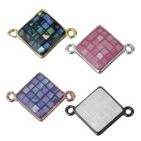 Shell Connector, Brass, with Abalone Shell, Square, plated, 1/1 loop, more colors for choice, nickel, lead & cadmium free, 18x13.50x3mm, Hole:Approx 1.5mm, 10PCs/Lot, Sold By Lot