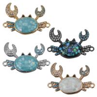 Shell Connector, Brass, with Abalone Shell, Crab, plated, micro pave cubic zirconia & 1/1 loop, more colors for choice, nickel, lead & cadmium free, 24.50x17x4.50mm, Hole:Approx 1.5mm, 10PCs/Lot, Sold By Lot