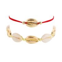 Tibetan Style Anklet, with Nylon Cord & Shell, with 5cm extender chain, Shell, gold color plated, 2 pieces & adjustable & for woman, nickel, lead & cadmium free, Length:Approx 7.09 Inch, 2Strands/Set, Sold By Set