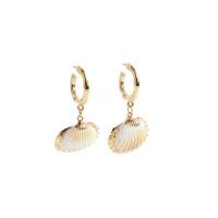 Tibetan Style Drop Earrings, with Shell, sterling silver post pin, gold color plated, different styles for choice & for woman, nickel, lead & cadmium free, 50mm, Sold By Pair