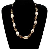 Zinc Alloy smykker halskæde, med Bomuld Cord & Shell, forgyldt, Justerbar & mode smykker & for kvinde, gylden, Solgt Per Ca. 31.4 inch Strand