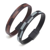 Leather Cord Bracelet PU Leather with Zinc Alloy Round plated  & for man nickel lead & cadmium free  Sold By PC