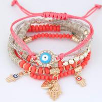 Tibetan Style Bracelet, with Glass Beads & Cotton Cord, fashion jewelry & evil eye pattern & for woman, more colors for choice, nickel, lead & cadmium free, 175mm, Sold By Strand