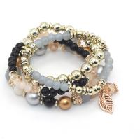 Cink Alloy narukvice, s Staklene perle, modni nakit & za žene, više boja za izbor, nikal, olovo i kadmij besplatno, 175mm, Prodano By Strand