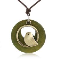 Zinc Alloy Jewelry Necklace with Cotton Cord & Wood fashion jewelry & Unisex 58mm Sold Per 35.4 Inch Strand