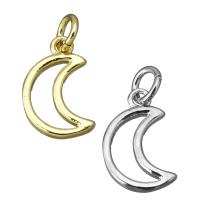 Brass Jewelry Pendants, Moon, plated, more colors for choice, nickel, lead & cadmium free, 8.50x13x1.50mm, Hole:Approx 3mm, 10PCs/Lot, Sold By Lot
