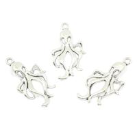 Tibetan Style Animal Pendants, Octopus, antique silver color plated, nickel, lead & cadmium free, 17x31x4mm, Hole:Approx 2mm, Approx 830PCs/Bag, Sold By Bag