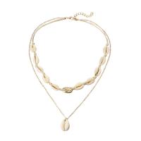 Tibetan Style Jewelry Necklace, with Shell, with 5cm extender chain, Shell, gold color plated, oval chain & for woman & 2-strand, nickel, lead & cadmium free, Sold Per Approx 19.68 Inch, Approx 16.54 Inch Strand