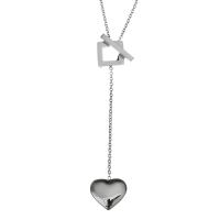 Stainless Steel Jewelry Necklace, Heart, oval chain & for woman, original color, 12.5x12mm,1mm, Sold Per Approx 15 Inch Strand
