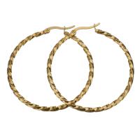 Acier inoxydable Levier Retour Earring, Placage de couleur d'or, pour femme, 44x47mm, Vendu par paire
