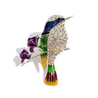 Rhinestone Brooch, Tibetan Style, Bird, plated, for woman & enamel & with rhinestone, multi-colored, 43x35mm, Sold By PC