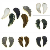 Gemstone Pendants Jewelry, Wing Shape, gold color plated, different materials for choice, 25x61x5mm, Hole:Approx 1.5mm, Sold By PC