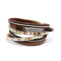 PU Leather Cord Bracelets, with Tibetan Style, fashion jewelry & for woman & with rhinestone, more colors for choice, 20x380mm, Sold By Strand
