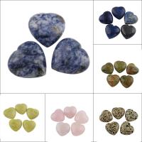 Pedras preciosas de cabochons , misto de pedras semi-preciosas, Coração, materiais diferentes para a escolha, 30x30x15mm, 5PCs/Bag, vendido por Bag