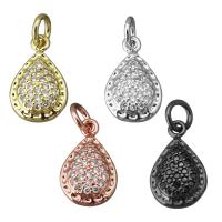Cubic Zirconia Micro Pave Brass Pendant, Teardrop, plated, micro pave cubic zirconia, more colors for choice, nickel, lead & cadmium free, 9x14x3mm, Hole:Approx 3mm, 10PCs/Lot, Sold By Lot