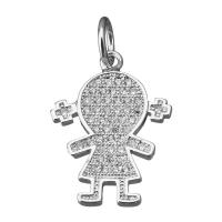 Cubic Zirconia Micro Pave Brass Pendant, Girl, platinum plated, micro pave cubic zirconia, nickel, lead & cadmium free, 17x22.50x2mm, Hole:Approx 5mm, 10PCs/Lot, Sold By Lot