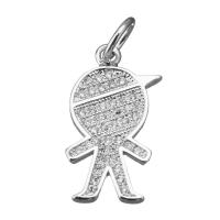 Cubic Zirconia Micro Pave Brass Pendant, Boy, platinum plated, micro pave cubic zirconia, nickel, lead & cadmium free, 14x22x2mm, Hole:Approx 5mm, 10PCs/Lot, Sold By Lot
