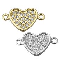 Brass Jewelry Connector Heart plated micro pave cubic zirconia & 1/1 loop nickel lead & cadmium free Approx 1.5mm Sold By Lot