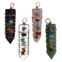 Gemstone Pendants Jewelry, Brass, with Gemstone, different materials for choice, nickel, lead & cadmium free, 14x58x12mm, Hole:Approx 5mm, Sold By PC