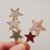 Hair Clip Zinc Alloy with Cubic Zirconia Star gold color plated & for woman nickel lead & cadmium free 66mm 54mm Sold By PC