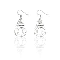 Zinc Alloy Drop Earrings brass earring hook Handcuffs silver color plated & for woman nickel lead & cadmium free Sold By PC