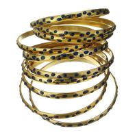 Bracelet en acier inoxydable Set, Placage de couleur d'or, pour femme & émail, 5.5mm, Diamètre intérieur:Environ 68mm, Vendu par brin