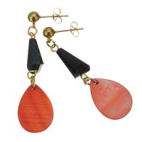 Stainless Steel Drop Earring with Acrylic gold color plated for woman 53mm Sold By Lot