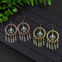 Tibetan Style Drop Earrings, with turquoise, folk style & for woman, more colors for choice, 6.6cm/2.6inch, Sold By Pair