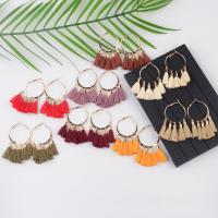 Tibetan Style Tassel Earring, with Cotton Thread, Bohemian style & for woman, more colors for choice, 7.2cm/2.8inch, Sold By Pair