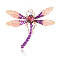 Zinc Alloy Brooches Dragonfly gold color plated for woman & enamel & with rhinestone nickel lead & cadmium free 54*41mm Sold By PC