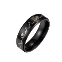 Stainless Steel Finger Ring plated fashion jewelry & Unisex black 6mm Sold By PC