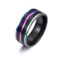 Stainless Steel Finger Ring plated fashion jewelry & for man & frosted black Sold By PC