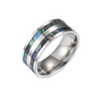 Rustfrit stål fingre Ringe, 316L Stainless Steel, med Shell, forgyldt, mode smykker & forskellig størrelse for valg & for mennesket, sølv, 8x2mm, Solgt af PC