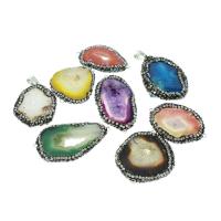 Natural Agate Druzy Pendant Ice Quartz Agate silver color plated Random Color 32*20*5mm 36*23*5mm Approx 1.5mm Sold By PC