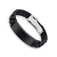 Titanium Steel Bracelet, with Silicone, plated, for man, more colors for choice, Length:7.5 Inch, Sold By PC