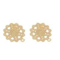 Stainless Steel Earring Drop Component, with loop & hollow, golden, 15x17x0.30mm, Hole:Approx 1.2mm, 100PCs/Bag, Sold By Bag