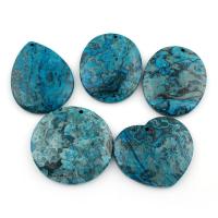 Ripple Gemstone Pendant, Nuggets, turquoise blue, 48x48x6-39x49x6mm, Hole:Approx 1.5mm, 5PCs/Bag, Sold By Bag