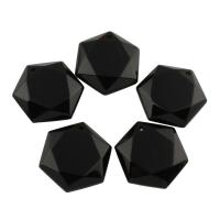 Dubh agate Pendants, Agate Black, 31x28x9mm, Poll:Thart 1.5mm, 5ríomhairí pearsanta/Mála, Díolta De réir Mála