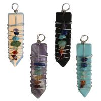Gemstone Pendants Jewelry, Brass, with Gemstone, different materials for choice, nickel, lead & cadmium free, 14x59.50x11.50mm, Hole:Approx 5mm, Sold By PC